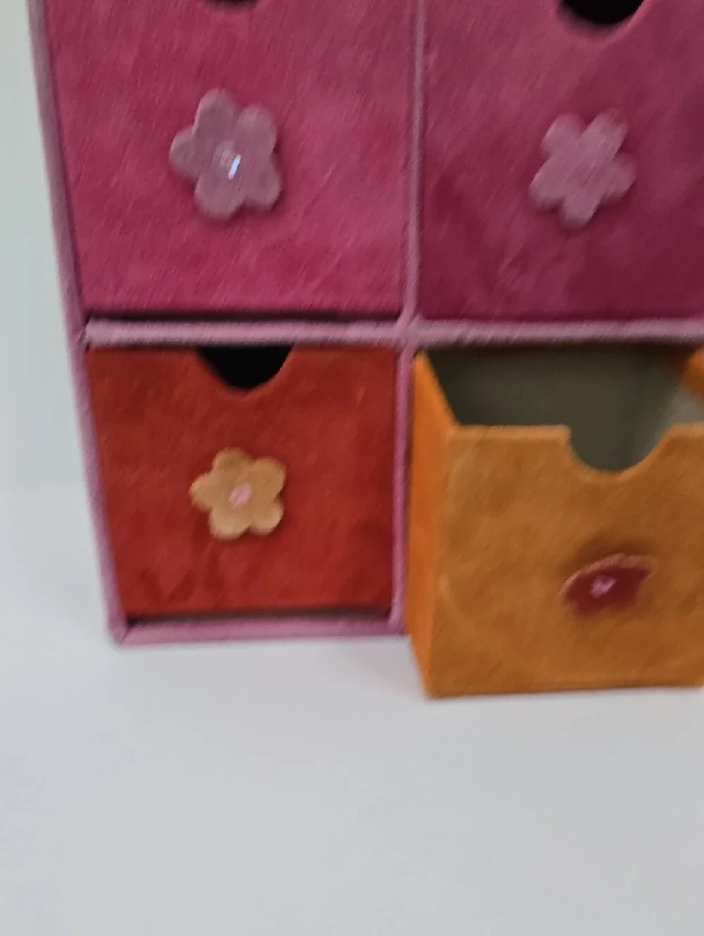 Suede 4-Drawer Cube Organizer - Pink & Orange